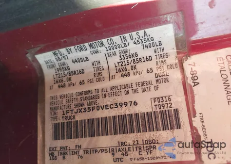 1997 Ford F-350 Xl z USA, uszkodzony, nr VIN 1FTJX35F0VEC39976